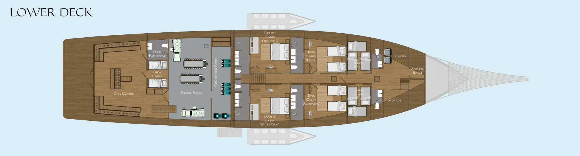 CORALIA II lower deck plan