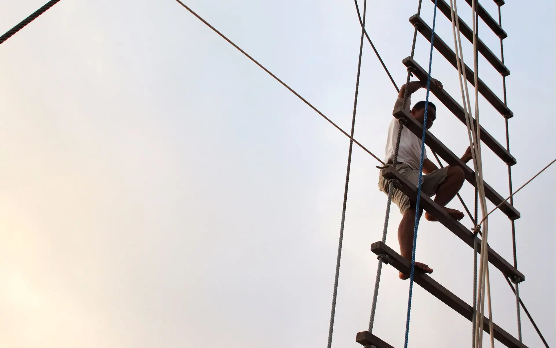 Tiare Liveaboard Crew on Rope Ladder | Indonesia Juara Trip